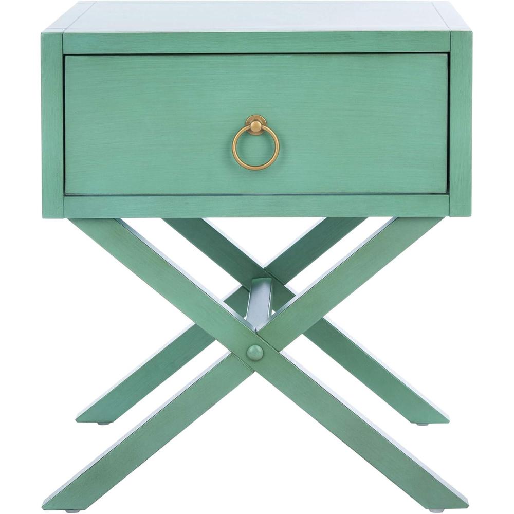 image:imageSafavieh Home Collection Odilia Turquoise and Gold 1Drawer Nightstand 16D x 19W x 22HTurquoise