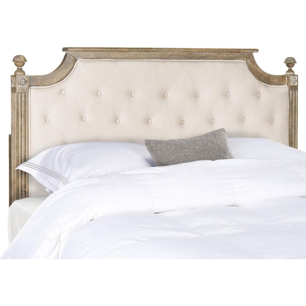 image:imageSafavieh Home Collection Tufted Velvet Rustic Oak and Beige Headboard QueenBeige Rustic Oak