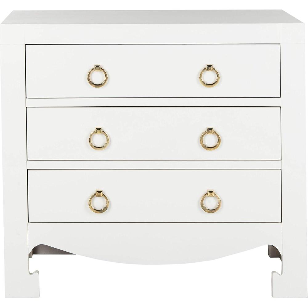 image:imageSafavieh Home Dion White and Gold 3drawer ChestWhite Gold