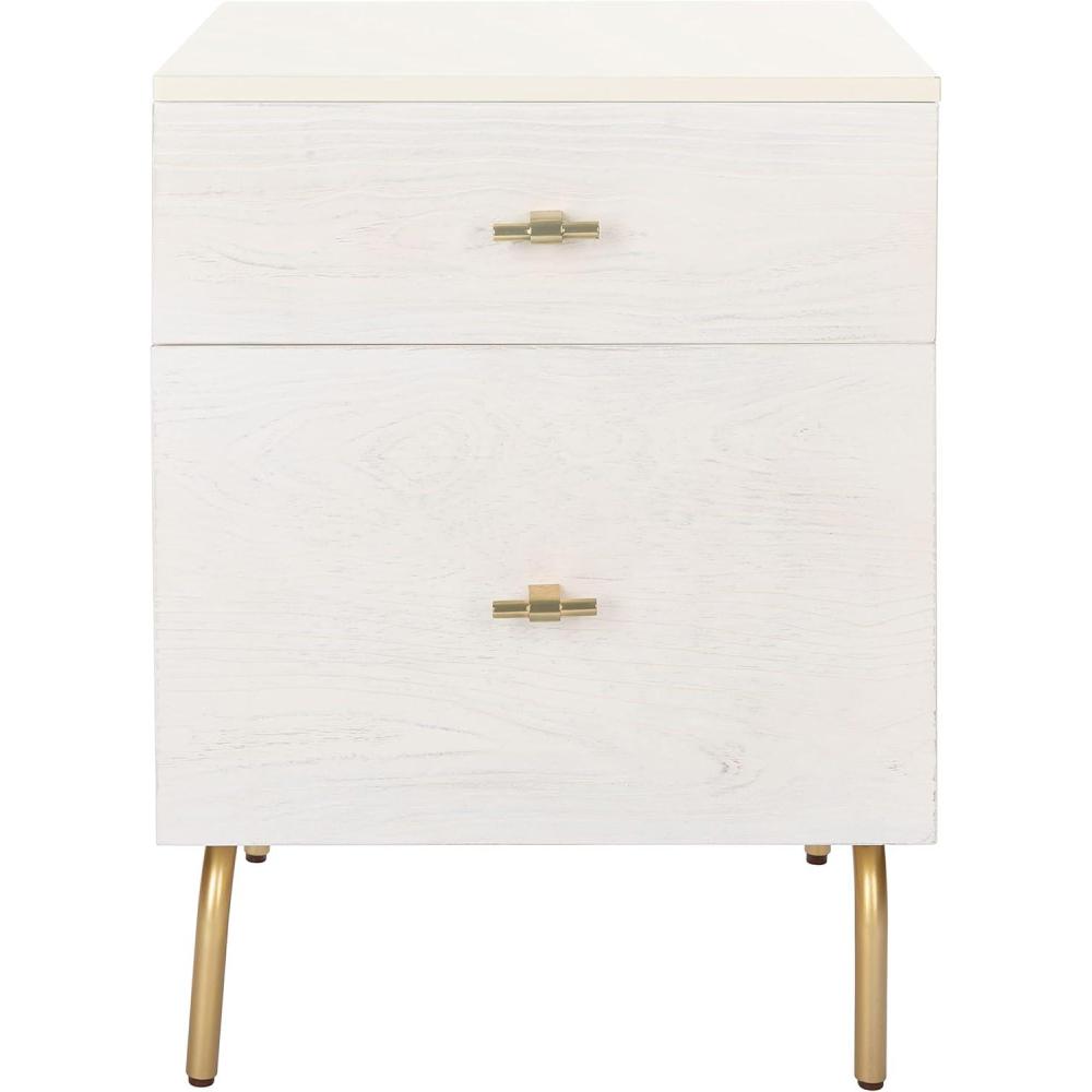 image:imageSafavieh Home Genevieve Modern Walnut and White Mahogany 2drawer NightstandCream White Washed