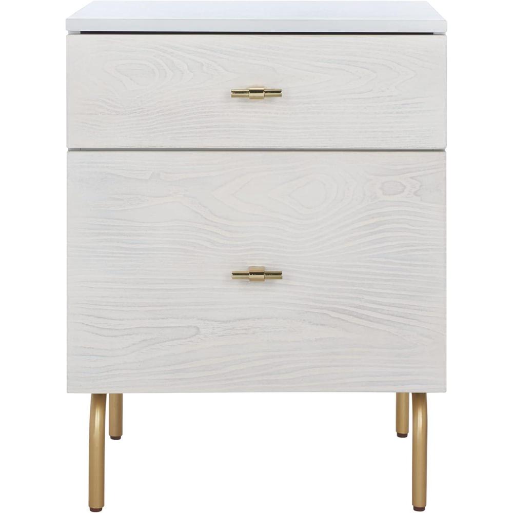 image:imageSafavieh Home Genevieve Modern Walnut and White Mahogany 2drawer NightstandGrey White Washed