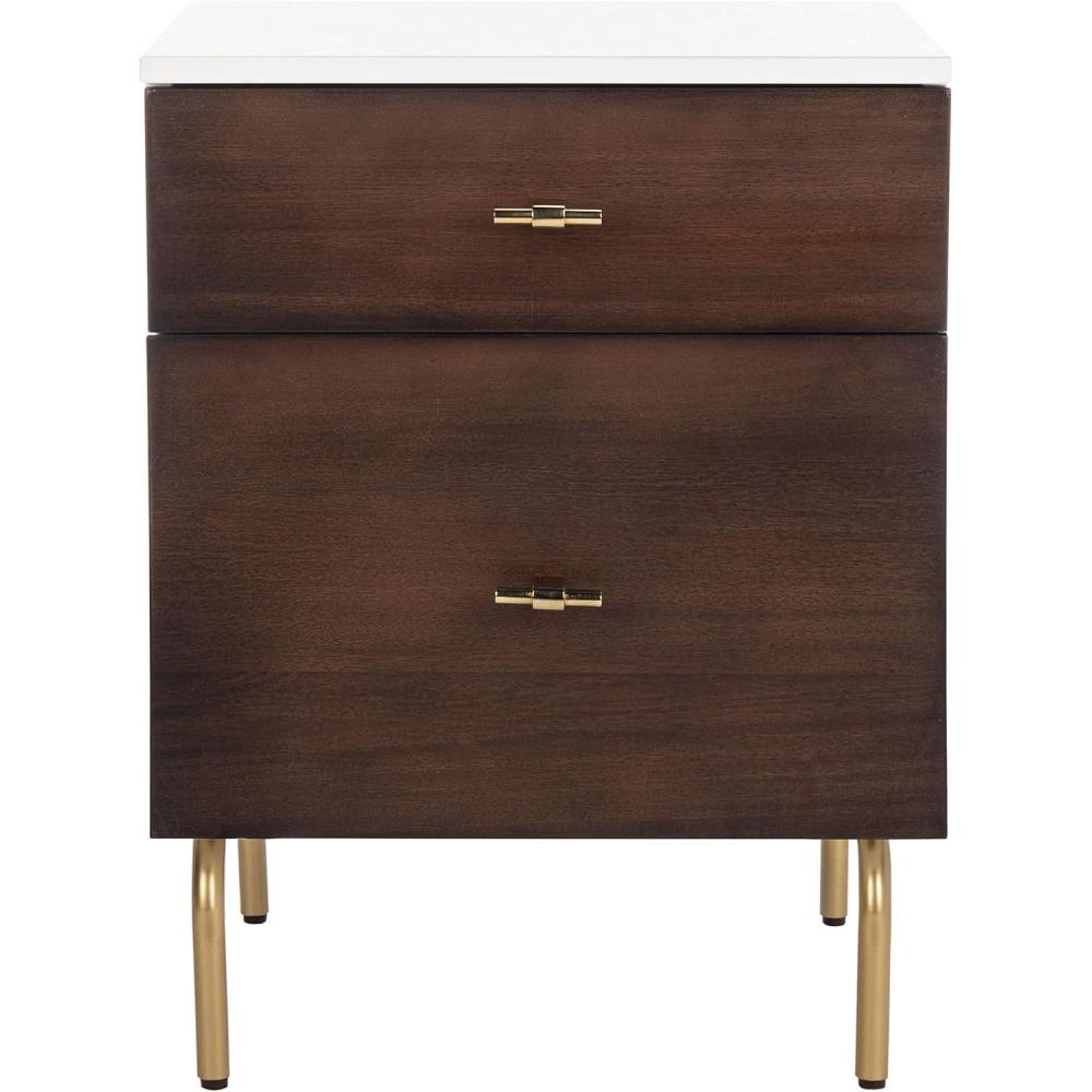 image:imageSafavieh Home Genevieve Modern Walnut and White Mahogany 2drawer NightstandWalnut White