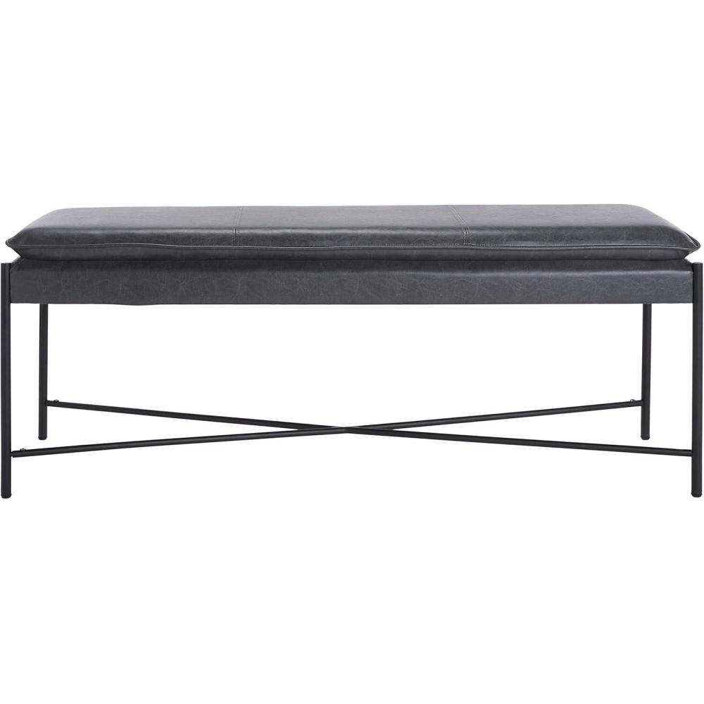 image:imageSafavieh Home Kara 50inch Light Beige and Black Cushioned XBenchGrey Black