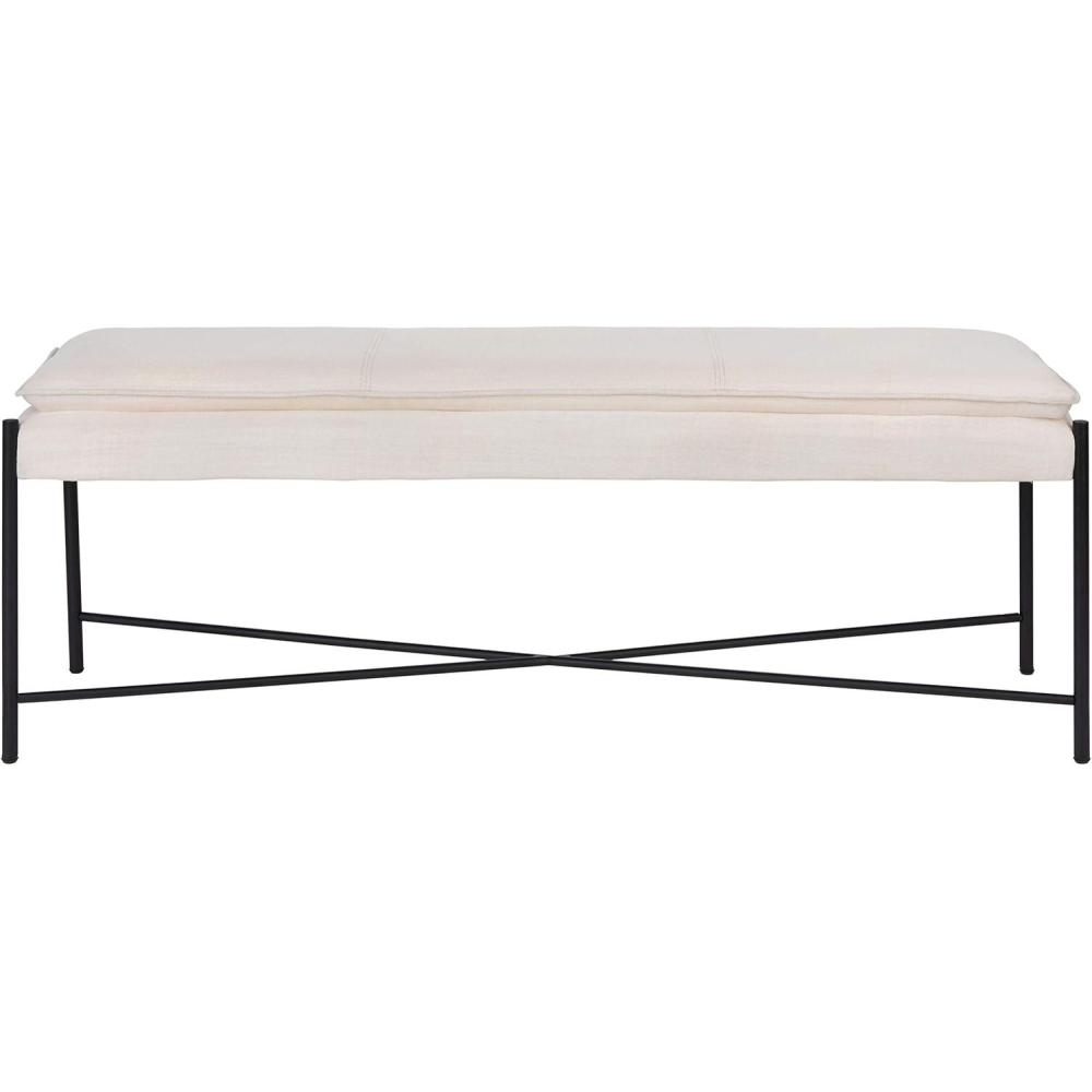 image:imageSafavieh Home Kara 50inch Light Beige and Black Cushioned XBenchLight Beige  Black