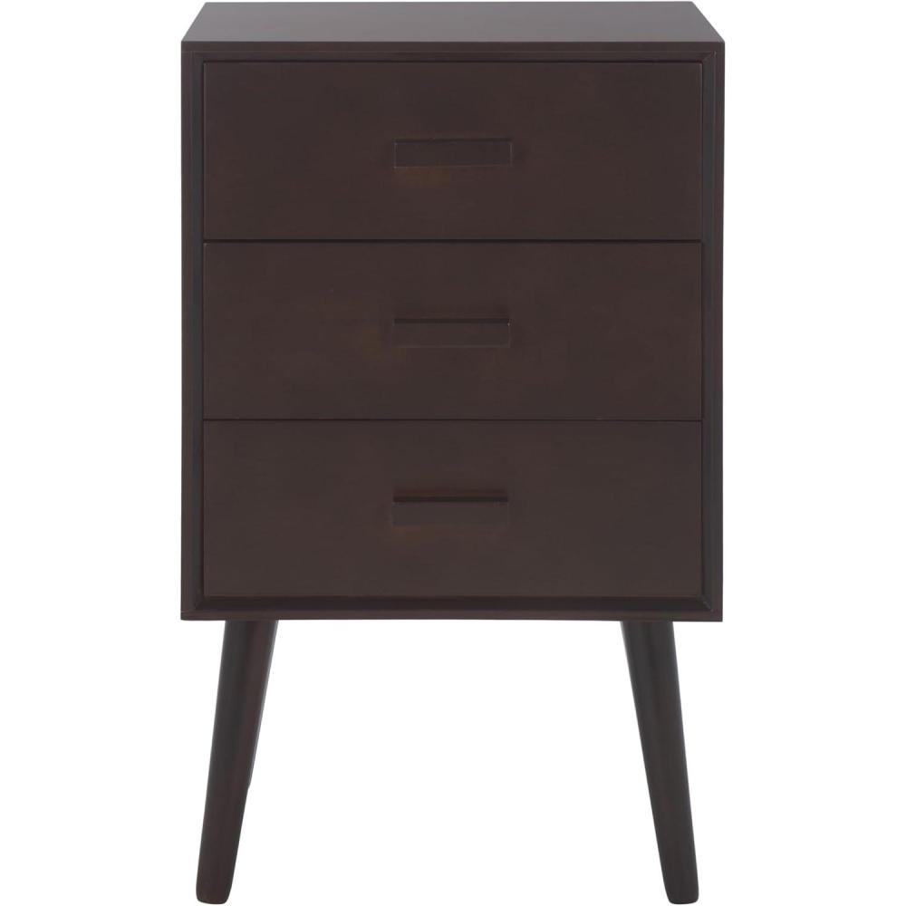 image:imageSafavieh Home Pomona Modern Black 3drawer ChestDark Chocolate