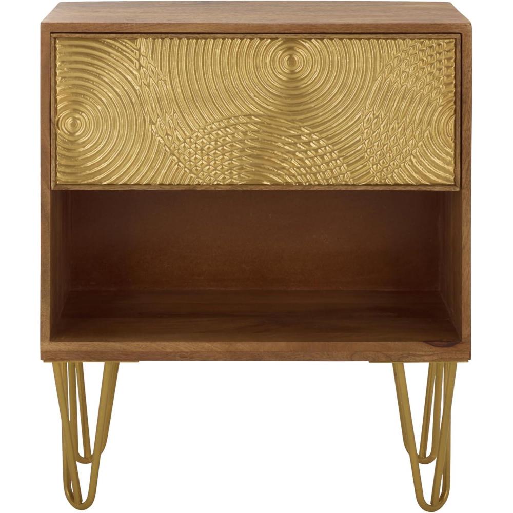 image:imageSafavieh Home Solene Natural 1drawer Textured Hairpin Storage Nightstand