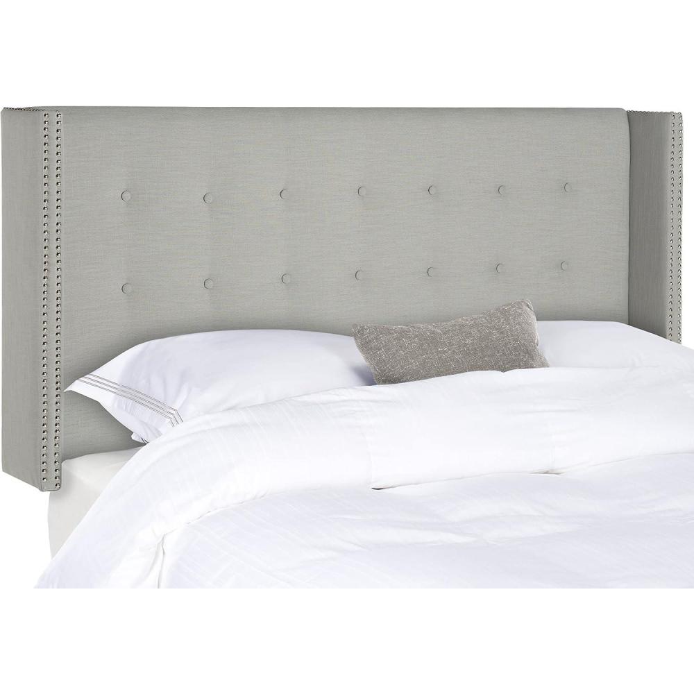 image:imageSafavieh Mercer Collection Keegan Linen Tufted Winged Headboard Queen SilverSilver