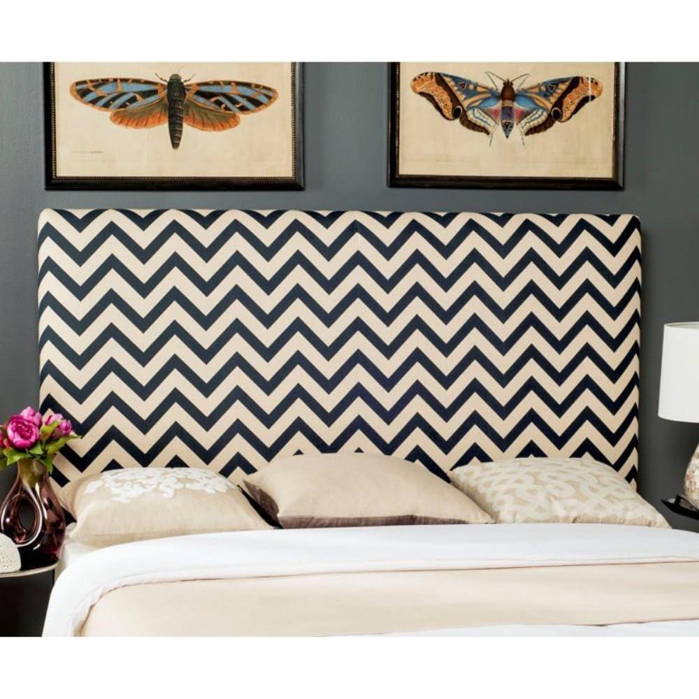 image:imageSafavieh Ziggy GreyWhite Upholstered Chevron Headboard Full