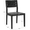 SAFAVIEH Couture Collection – Bette Woven Leather Dining Chair Set of 2, Tan Leather Seat with Natural Solid Wood Frame, Fully Assembled Modern Rustic Seating (SFV1902D)(Black/Black)