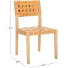 SAFAVIEH Couture Collection – Bette Woven Leather Dining Chair Set of 2, Tan Leather Seat with Natural Solid Wood Frame, Fully Assembled Modern Rustic Seating (SFV1902D)(Tan/Natural)