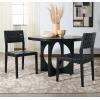 SAFAVIEH Couture Collection – Bette Woven Leather Dining Chair Set of 2, Tan Leather Seat with Natural Solid Wood Frame, Fully Assembled Modern Rustic Seating (SFV1902D)(Black/Black)