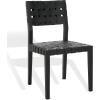SAFAVIEH Couture Collection – Bette Woven Leather Dining Chair Set of 2, Tan Leather Seat with Natural Solid Wood Frame, Fully Assembled Modern Rustic Seating (SFV1902D)(Black/Black)