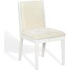SAFAVIEH Couture Collection – Clarastella Set of 2 White Wood Dining Chairs, Upholstered Dining Chairs with Beige Performance Fabric (SFV4274A-SET2)(White/Beige)