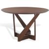 SAFAVIEH Couture Collection – Hildabryna Walnut Round Wood Dining Table, Farmhouse Sculptural Base Design, Seats up to 4 (SFV6703A)(Walnut)