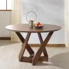 SAFAVIEH Couture Collection – Hildabryna Walnut Round Wood Dining Table, Farmhouse Sculptural Base Design, Seats up to 4 (SFV6703A)(Walnut)