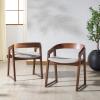 SAFAVIEH Couture Collection – Hildabryna Walnut & Light Grey Curved Back Dining Chair Set of 2, Mid-Century Modern Accent Seating, Fully Assembled (SFV6702B-SET2)(Walnut/Light Grey)