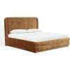 SAFAVIEH Couture Collection – Jollie Olive Green Chenille Upholstered Queen Bed, Fabric Platform Bed with Headboard, Modern Bedroom Furniture (SFV4884A-Q)(Amber)