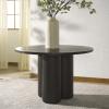 SAFAVIEH Couture Collection – Kathalina Black Round Dining Table, Modern Cylindrical Pedestal Base (SFV7242B)(Black)