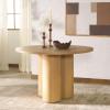 SAFAVIEH Couture Collection – Kathalina Black Round Dining Table, Modern Cylindrical Pedestal Base (SFV7242B)(Natural)