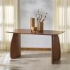 SAFAVIEH Couture Collection – Kayleen Walnut Rectangle Wood Dining Table, Sculptural Modern Design (SFV6713A)(Walnut)