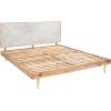 SAFAVIEH Couture Collection – Leni Black & Brass King Bed with Gold Inlay Cement Headboard, Modern Design, No Box Spring Needed (SFV5714B-K)(Cement/Natural)