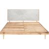 SAFAVIEH Couture Collection – Leni Black & Brass King Bed with Gold Inlay Cement Headboard, Modern Design, No Box Spring Needed (SFV5714B-K)(Cement/Natural)
