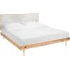 SAFAVIEH Couture Collection – Leni Black & Brass King Bed with Gold Inlay Cement Headboard, Modern Design, No Box Spring Needed (SFV5714B-K)(Cement/Natural)