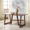 SAFAVIEH Couture Collection – Leroux Walnut Rectangle Wood Dining Table, Modern Geometric Base, Seats up to 6 (SFV6705A)(Walnut)