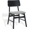SAFAVIEH Couture Collection – Madina Walnut & Beige Mid-Century Dining Chair Set of 2, Upholstered Linen Seat, Modern Wood Design (SFV6706A-SET2)(Black/Light Grey)