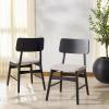 SAFAVIEH Couture Collection – Madina Walnut & Beige Mid-Century Dining Chair Set of 2, Upholstered Linen Seat, Modern Wood Design (SFV6706A-SET2)(Black/Light Grey)