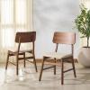 SAFAVIEH Couture Collection – Madina Walnut & Beige Mid-Century Dining Chair Set of 2, Upholstered Linen Seat, Modern Wood Design (SFV6706A-SET2)(Walnut/Beige)