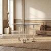 SAFAVIEH Couture Collection – Reiner Round Acrylic Dining Table, Gold Metal Base, Modern Clear Design (DUP1006A-54)(Silver/Clear)
