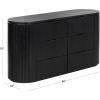 SAFAVIEH Couture Collection – Rikki Black Fluted 6-Drawer Wood Dresser, Modern Oval Top, Fully Assembled (SFV4250B)(Black)