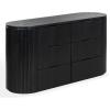 SAFAVIEH Couture Collection – Rikki Black Fluted 6-Drawer Wood Dresser, Modern Oval Top, Fully Assembled (SFV4250B)(Black)