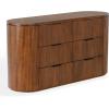 SAFAVIEH Couture Collection – Rikki Black Fluted 6-Drawer Wood Dresser, Modern Oval Top, Fully Assembled (SFV4250B)(Medium Oak)
