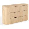 SAFAVIEH Couture Collection – Rikki Black Fluted 6-Drawer Wood Dresser, Modern Oval Top, Fully Assembled (SFV4250B)(Oak)