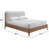 SAFAVIEH Couture Collection – Solacina Walnut Wood Frame Bed, Ivory Fabric Upholstered Headboard, Queen Size, No Box Spring Needed (SFV1803B-Q)(Ivory/Natural)
