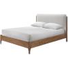 SAFAVIEH Couture Collection – Solacina Walnut Wood Frame Bed, Ivory Fabric Upholstered Headboard, Queen Size, No Box Spring Needed (SFV1803B-Q)(Ivory/Natural)