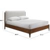 SAFAVIEH Couture Collection – Solacina Walnut Wood Frame Bed, Ivory Fabric Upholstered Headboard, Queen Size, No Box Spring Needed (SFV1803B-Q)(Ivory/Walnut)