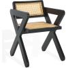 SAFAVIEH Couture Collection – Tyrrell Walnut & Natural Rattan Dining Chair, Modern Woven Accent Chair, Fully Assembled (SFV1906B)(Black/Natural)