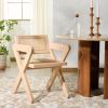 SAFAVIEH Couture Collection – Tyrrell Walnut & Natural Rattan Dining Chair, Modern Woven Accent Chair, Fully Assembled (SFV1906B)(Natural/Natural)