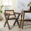 SAFAVIEH Couture Collection – Tyrrell Walnut & Natural Rattan Dining Chair, Modern Woven Accent Chair, Fully Assembled (SFV1906B)(Walnut/Natural)