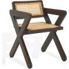 SAFAVIEH Couture Collection – Tyrrell Walnut & Natural Rattan Dining Chair, Modern Woven Accent Chair, Fully Assembled (SFV1906B)(Walnut/Natural)