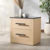 SAFAVIEH Couture Collection Abbianna Natural/Black Marble Top 2-Drawer Accent Table Nightstand (Fully Assembled)