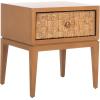 SAFAVIEH Couture Collection Armand Natural/Dark Brown Woven 1-Drawer Accent Table Nightstand (Fully Assembled)(Natural/Dark Brown)
