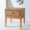 SAFAVIEH Couture Collection Armand Natural/Dark Brown Woven 1-Drawer Accent Table Nightstand (Fully Assembled)(Natural/Dark Brown)