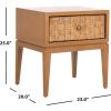 SAFAVIEH Couture Collection Armand Natural/Dark Brown Woven 1-Drawer Accent Table Nightstand (Fully Assembled)(Natural/Dark Brown)