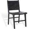 SAFAVIEH Couture Collection Cassaphina Black Woven Leather & Black Solid Wood Dining Chair Set of 2 (Fully Assembled)(Black/Black)