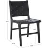 SAFAVIEH Couture Collection Cassaphina Black Woven Leather & Black Solid Wood Dining Chair Set of 2 (Fully Assembled)(Black/Black)