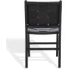 SAFAVIEH Couture Collection Cassaphina Black Woven Leather & Black Solid Wood Dining Chair Set of 2 (Fully Assembled)(Black/Black)